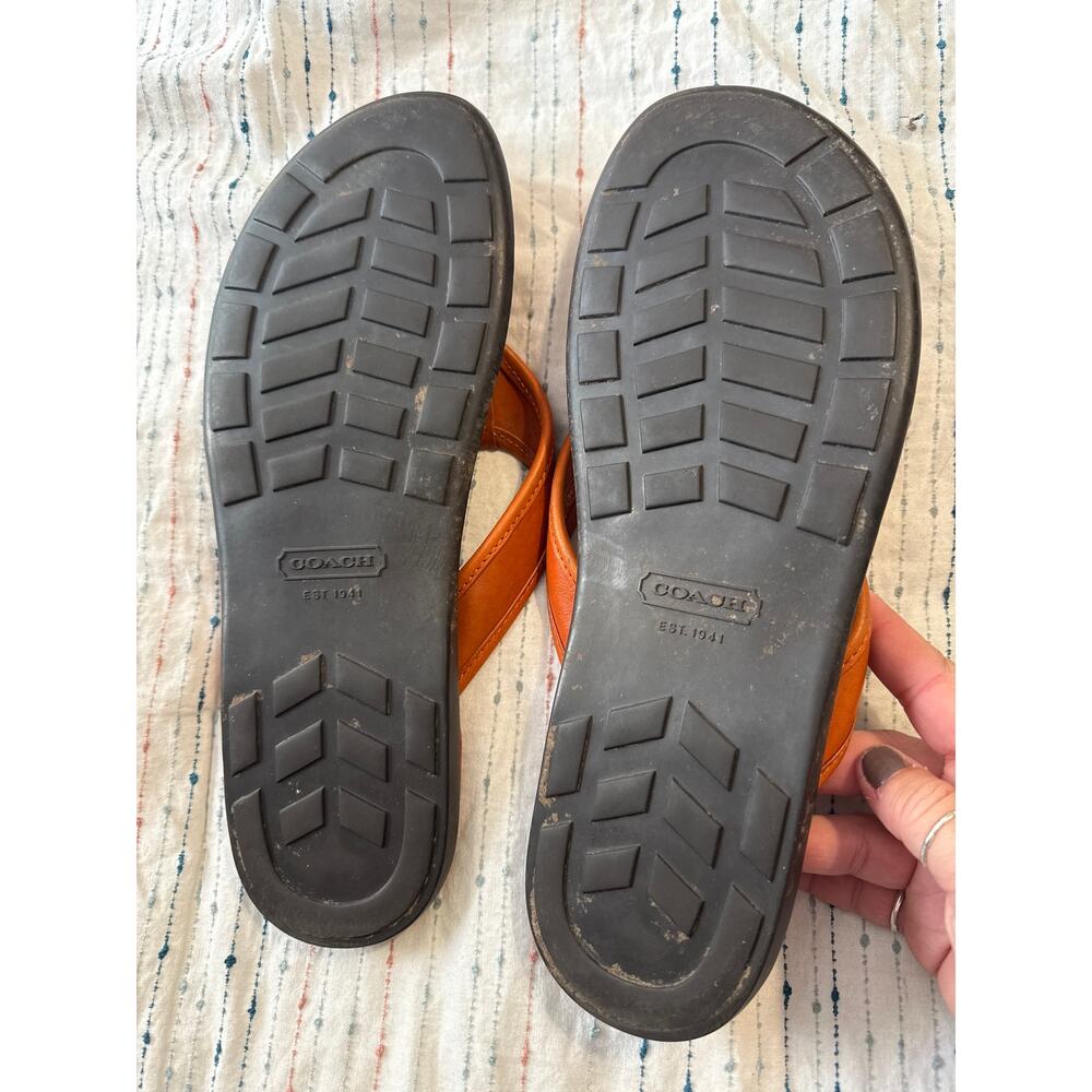 Coach Parker VTG Men’s Brown Leather Flip Flops Sandals Size 12 - Picture 6 of 6